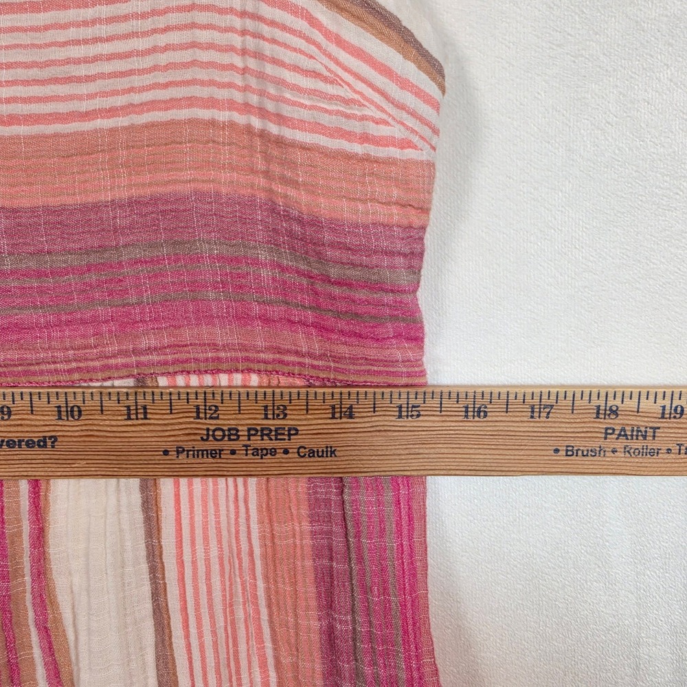 Faherty Sarah Tiered Maxi Dress Womens M Pink Coastal Boho Festival Oia Stripe - Picture 5 of 16
